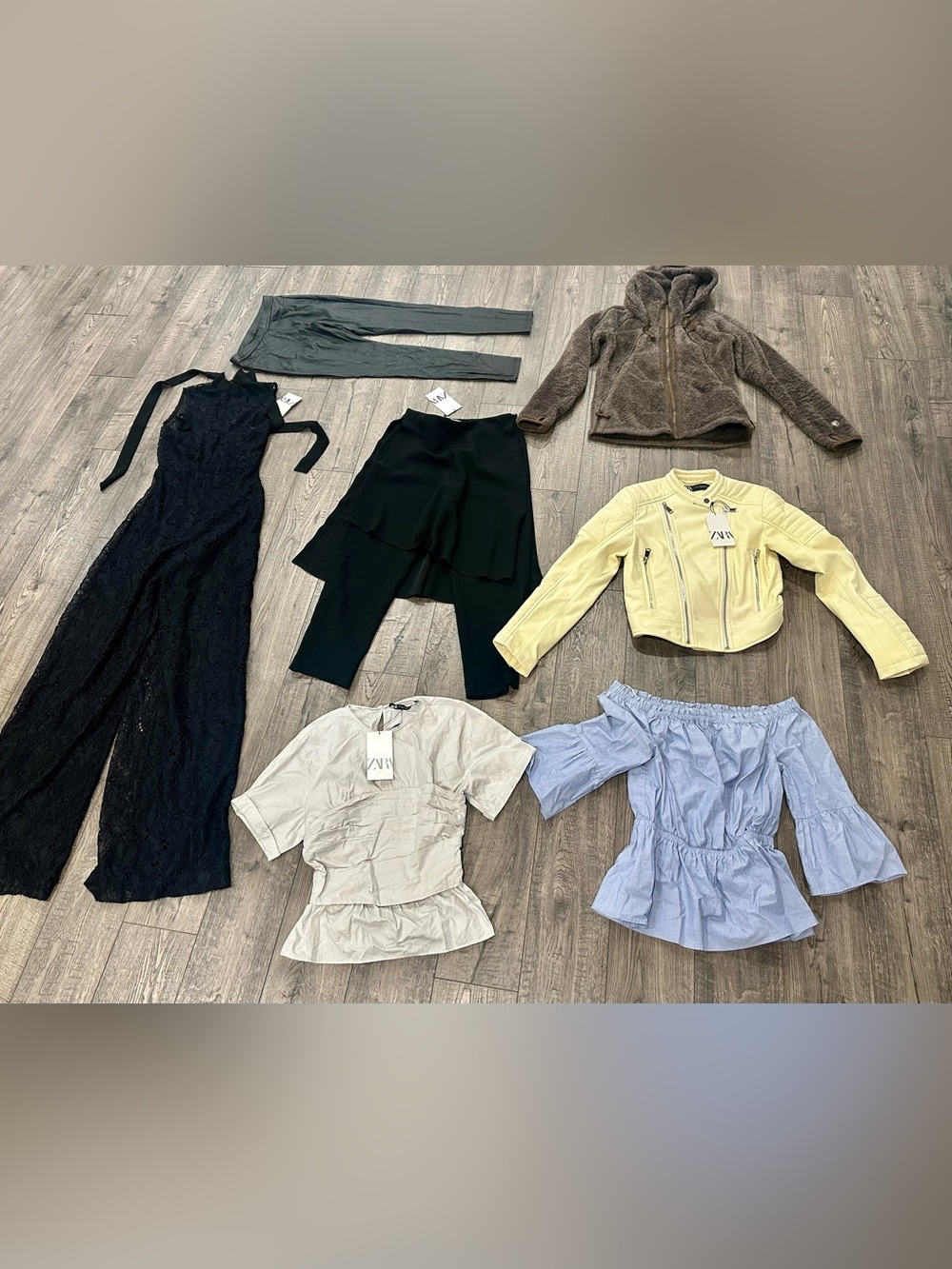 Lot Of 8 Clothing From Zara Size XS Jumpsuit Jacket Shirt Pants Dress NWT